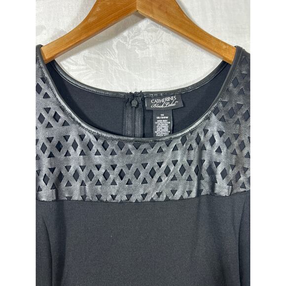 Catherines Dress 1X Black Label Midi Tank Faux Leather Trim Detain Zip - Picture 4 of 10